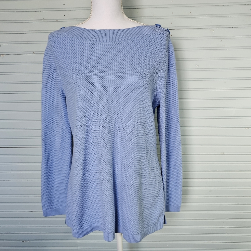 Talbot's Pale Blue Tight Waffle Weave Boatneck Sweater Women's Size XL